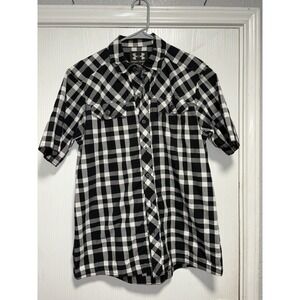 Under Armour Shirt Men's Size Med Black White‎ Cotton Short Sleeve Button Down